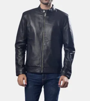 Vane Men's Coal Black Leather Jacket