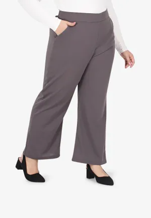 Wilia Basic Straight Leg Pants - Grey